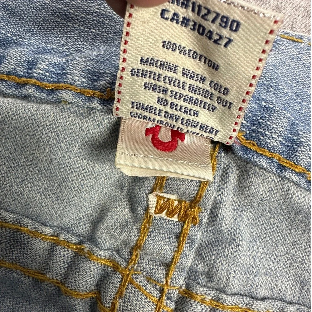 VTG USA True Religion Billy Super T Jeans Blue Light Wash Distressed / Mens 32